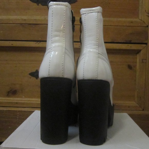 faux leather vegan lace up platform boots hiking - Picture 4 of 5